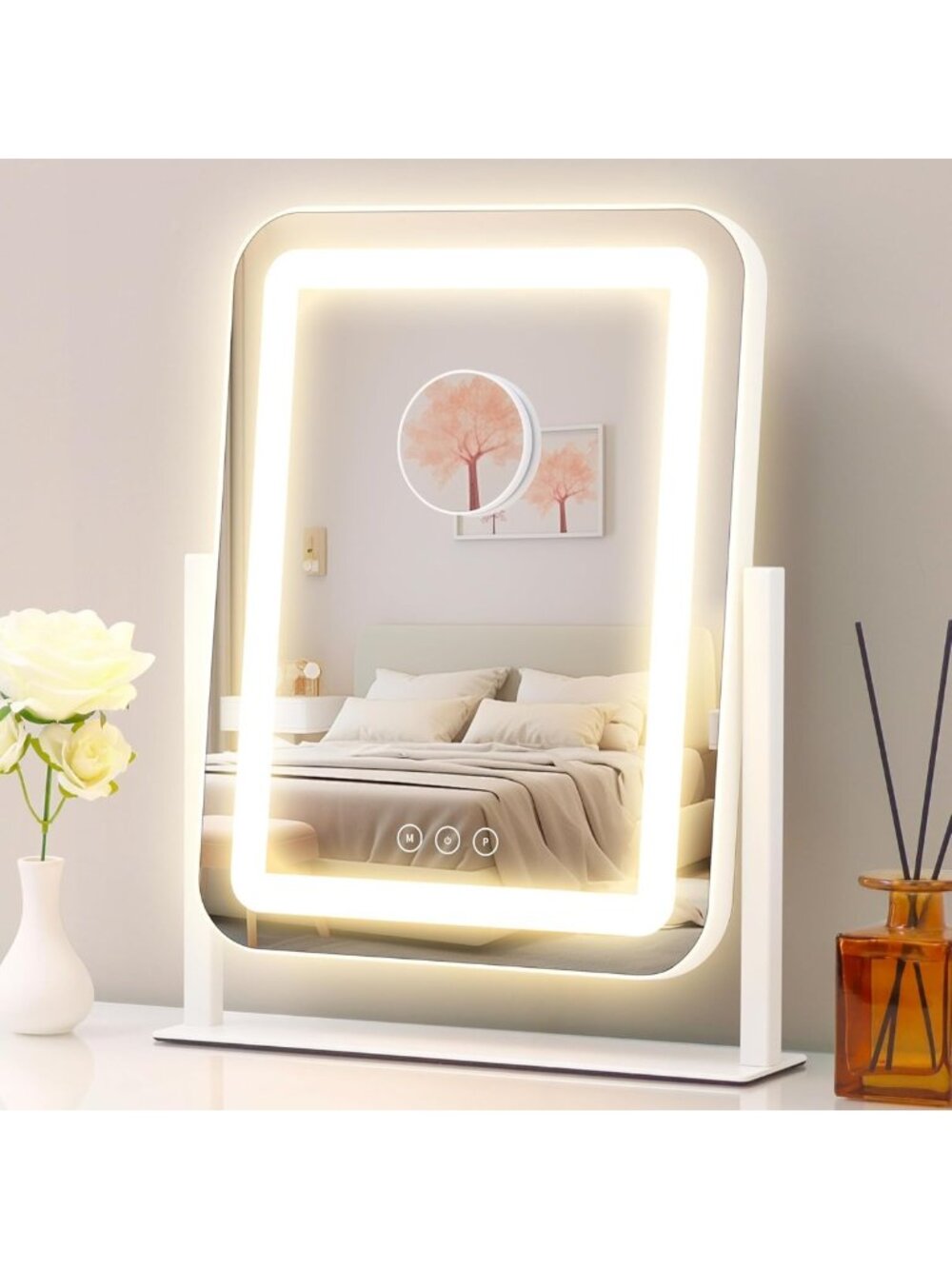 Lighted Makeup Mirror with Dimmable LED, Smart Touch Control, 3 Modes